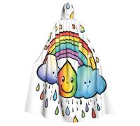 IPPONGET Mantello con cappuccio arcobaleno nuvole gocce di pioggia 1 stampa adulto per cosplay mascherata spettacoli teatrali eventi Fiesta mantello