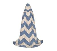 IPPONGET Mantello con cappuccio con stampa a righe blu beige decorazioni per feste a tema vampiro gioco di ruolo gotico Cosplay