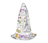 IPPONGET Mantello con cappuccio con stampa della Torre Eiffel di Parigi francese, decorazioni per feste a tema vampiro, giochi di ruolo, cosplay gotico