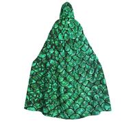 IPPONGET Mantello con cappuccio unisex con stampa di squame di pesce verde per adulti per Halloween Cosplay fiere rinascimentali con cappuccio