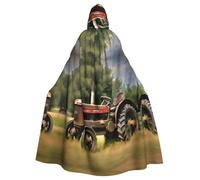 IPPONGET Old Tractor Photoes Farm Print Unisex Full Length Cappuccio Spooky Halloween Costume Accessorio Medievale Strega Vampiro