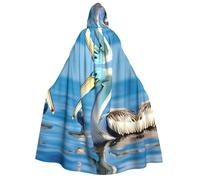 IPPONGET Pellicano uccello blu mare cielo stampa unisex mantello con cappuccio mantello per adulti per Halloween Cosplay fiere rinascimentali con cappuccio