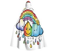 IPPONGET Rainbow Nuvole Goccia di pioggia 1 Stampa Unisex Mantello Con Cappuccio Per Adulti Per Halloween Cosplay Fiere Rinascimentali Con Cappuccio