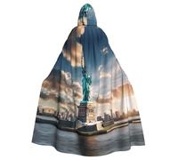 IPPONGET Statua della Libertà In Nyc Stampa Unisex Full Length Cappuccio Spooky Halloween Costume Accessorio Medievale Strega Vampiro