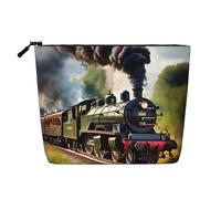 IPPONGET Steam Little Train Print vanity bag a strato singolo borsa per il trucco con sacchetti con cerniera per le donne carino e portatile
