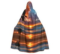 IPPONGET Tramonto Spiaggia Stampa Unisex Full Length Cappuccio Spooky Halloween Costume Accessorio Medievale Strega Vampiro