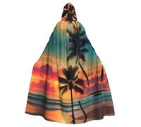 IPPONGET Tropical Beach Palm Tree Print Unisex Full Length Cappuccio Spooky Halloween Costume Accessorio Medievale Strega Vampiro