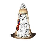 IPPONGET Violino Stampa Partiture Con Cappuccio Mantello Carnevale Tema Party Decorazioni Vampiro Gioco di Ruolo Cosplay Gotico