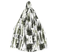 IPPONGET White Trees Camo Pattern Print Unisex Full Length Cappuccio Spooky Halloween Costume Accessorio Medievale Strega Vampiro