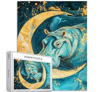 Ippopotamo atterra sulla luna 1000 pezzi puzzle per adulti stile marmo arte puzzle impegnativo giochi di attività familiari colorato fai da te puzzle per la decorazione della casa regali 50 x 68 cm