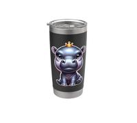 Ippopotamo Baby Hippo King Queen Crown Bicchiere termico in acciaio inox doppia parete