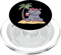 Ippopotamo carino sulla spiaggia | Vacanze Viaggi Estate PopSockets PopGrip per MagSafe