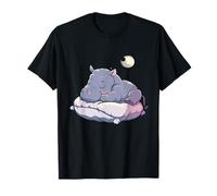 Ippopotamo che dorme luna ippopotamo amante del sonno animale che dorme Maglietta