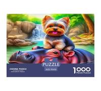 Ippopotamo cucciolo colorato su ippopotamo nella natura 1000 pezzi puzzle per adulti splendidamente illustrati regalo di compleanno 70x50 cm/1000 pezzi