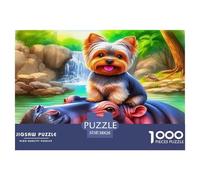 Ippopotamo cucciolo colorato su ippopotamo nella natura 1000 pezzi puzzle per adulti splendidamente illustrato attività stimolante per la casa 38x26 cm/1000 pezzi