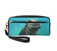Ippopotamo divertente, Borsa per il trucco Borsa per cosmetici Borsa da viaggio portatile da toilette Astuccio in pelle per donne e ragazze