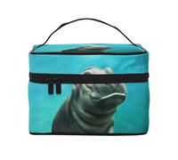 Ippopotamo divertente, Borsa per il trucco Borsa per cosmetici Borsa da viaggio portatile da viaggio Astuccio per matite