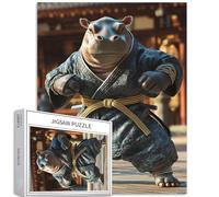 Ippopotamo praticare karate 1000 pezzi puzzle per adulti tempio orientale sfondo puzzle artistico colorato puzzle fai da te per la decorazione della casa regali puzzle famiglia perfetto per serate di