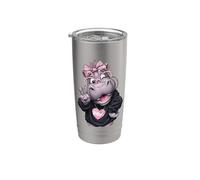 Ippopotamo Ragazza Winking Peace Sign Pink Bow Pop Graphic Giocoso Bicchiere termico in acciaio inox doppia parete