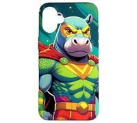 Ippopotamo supereroe Custodia per iPhone 16 Plus