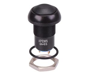 IPR1SAD2 APEM Interruttore a Pulsante Nera a Memoria 12mm SPST IP67