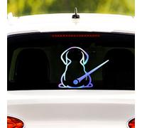 Iprokiu Adesivo per auto a forma di cucciolo di animale, divertente cane che sventola la coda del tergicristallo posteriore decalcomania parabrezza adesivo impermeabile (blu arcobaleno)