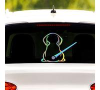 Iprokiu Adesivo per auto con simpatico cucciolo di animale animale, divertente cane che muove la coda ondulata, adesivo tergicristallo posteriore decalcomania per parabrezza (colore abbagliante)