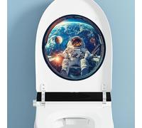 Iprokiu Adesivo per sedile del WC, motivo astronauta, impermeabile, divertente, 3D, decorazione per la casa