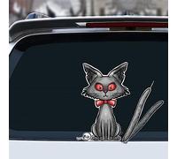 Iprokiu Decorazione per auto di Halloween, adesivo per tergicristallo posteriore a forma di gatto per auto, stampato su entrambi i lati, adesivo divertente gatto che si muove la coda che ondeggia,