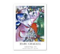 IPUDIS Marc Chagall Poster I And The Village Canvas Painting Marc Chagall Wall Art Marc Chagall Stampe per Soggiorno Decor Immagini 40x60cm Senza Cornice