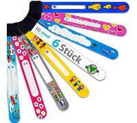 iQ-med® Bracciale di emergenza per bambini | Set da 4, impermeabile, scrivibile con ogni penna | Motivi a scelta: per ragazzi, ragazza o misto | Riutilizzabile | Bracciale ID di sicurezza