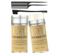 IQH Bastone di cera per capelli 75 g con spazzola per bordi e 2 pettini a coda di topo, kit per acconciature