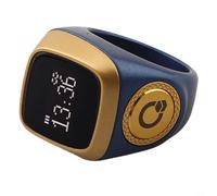IQibla - Anello digitale intelligente per preghiera ZIKR, impermeabile, elettronico, con display con vibrazione, 5 notifiche di tempo di preghiera, dispositivo religioso di preghiera (20 mm, blu)