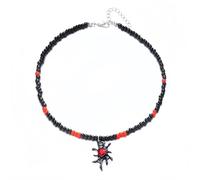 IQIC Collana gotica di Halloween con gatto nero zucca per donne ragazza colore gotico perline corvo cuore nero metallo ciondolo collana girocollo festa di Halloween strega gioielli regalo, normal