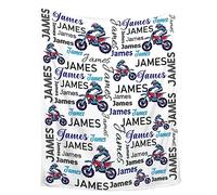 IQOPPEDR Coperta personalizzata per bambini per ragazze ragazzi motocross coperta personalizzata per bambini con nome Swaddle coperta per bambini neonati doccia neonati asilo nido passeggino culla