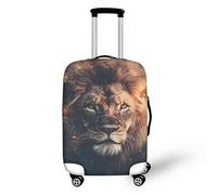 IQOPPEDR Copertura per bagagli con giraffa, spessa, adatta per bagagli da 45,7 a 53,3 cm, divertente stampa animalier, con cerniera, antigraffio, elastico, in spandex, taglia S, Leone Marrone, S(for
