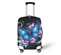 IQOPPEDR Copertura per bagagli con giraffa, spessa, adatta per bagagli da 45,7 a 53,3 cm, divertente stampa animalier, con cerniera, antigraffio, elastico, in spandex, taglia S, Farfalla blu-nero,