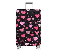 IQOPPEDR Copertura per valigia, lavabile, antigraffio, adatta per bagagli da 45,7 a 81,7 cm, Loving Hearts-nero, S(18-21inch suitcase)