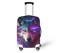 IQOPPEDR Copertura per valigia, motivo: giraffa, 56-61 cm, spessa, lavabile, resistente ai graffi e alla polvere, accessorio da viaggio, Lupo fresco, L (25-28 inch luggage)