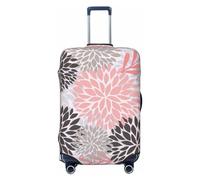 IQOPPEDR Copertura protettiva per bagagli con motivo margherite grigie e rosa, elastico, lavabile, con fiori di crisantemo, per bambini e adulti, S (adatta per bagagli da 45,7 a 53,3 cm), Crisantemo