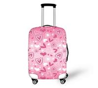 IQOPPEDR Fodere protettive per bagagli da donna, personalizzate, lavabili in lavatrice, per viaggi d'affari, lavoro, XL, Cuore fantasia rosa, S (for 18-21 inch luggage)