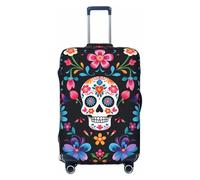 IQOPPEDR Mexican Sugar Skulls Flowers Design Elastico Bagagli Protezione Anti-Graffio Travel Essentials Valigia Custodia Adatta Taglia L per Bagagli da 63,5 a 71,1 cm, Fiori messicani di teschi di