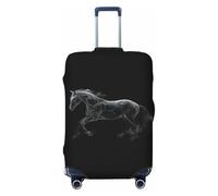 IQOPPEDR Mexican Sugar Skulls Flowers Design Elastico Bagagli Protezione Anti-Graffio Travel Essentials Valigia Custodia Adatta Taglia L per Bagagli da 63,5 a 71,1 cm, Running Smoke Horse,