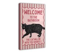 IQTFHGB 2 poster su tela con scritta in inglese "Welcome to the Bathroom - A Retro-Chic Introduction", decorazione artistica da parete per soggiorno, camera da letto, 50 x 75 cm