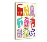 IQTFHGB Stampa artistica su tela con gatto colorato con nove vite, decorazione per camera da letto, ufficio, camera da letto, regalo, 30 x 45 cm