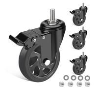 IQWTU 125mm Ruote per Carrello con Perno Filettato M12 x 1,75 x 30 mm, Set di 4 Ruote per Mobili con Freno, Cuscinetti Doppi Rotelle Girevoli a 360°, Ruota Piroettanti per Carichi Pesanti Fino 700kg