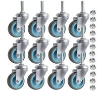 IQWTU 50mm Ruote Girevoli con Perno Filettato M10X30, Set di 12 Rotelle per mobili Rotelle Pivotanti a 360°, Ruote per Carrello Ruota per Trasporto Pesanti per Mobili (12 pezzi, 50 kg per rotella)