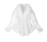 IQYU Cappotto di Pelliccia Sintetica da Donna Bianco per Matrimonio - Cardigan Elegante Corto Invernale Con Collo di Pelliccia