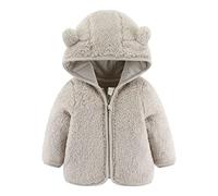 IQYU Neve Ragazzi Bambini Ragazzi 92 Neonato Bambino Ragazzi Giacca Orecchie Orso Cappuccio Capispalla con Cerniera Caldo In Pile Cappotto Invernale Giubbotto Ragazzi Jack Ragazzi, beige., 12-18 Mesi