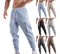 IQYU Pantaloni della tuta da uomo da jogging da uomo UK leggeri pantaloni sportivi dritti elasticizzati pantaloni della tuta pantaloni da allenamento con tasche multiple con coulisse pantaloni da golf